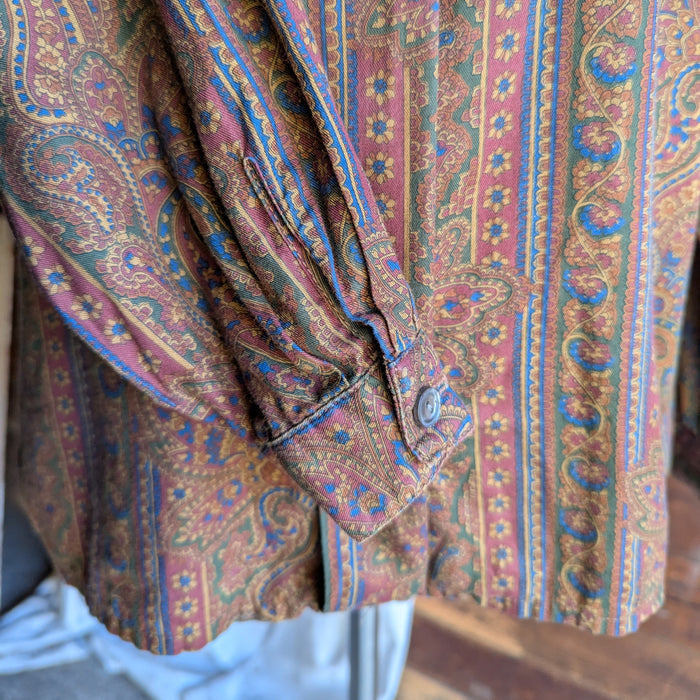 90s Vintage Brown Paisley Blouse