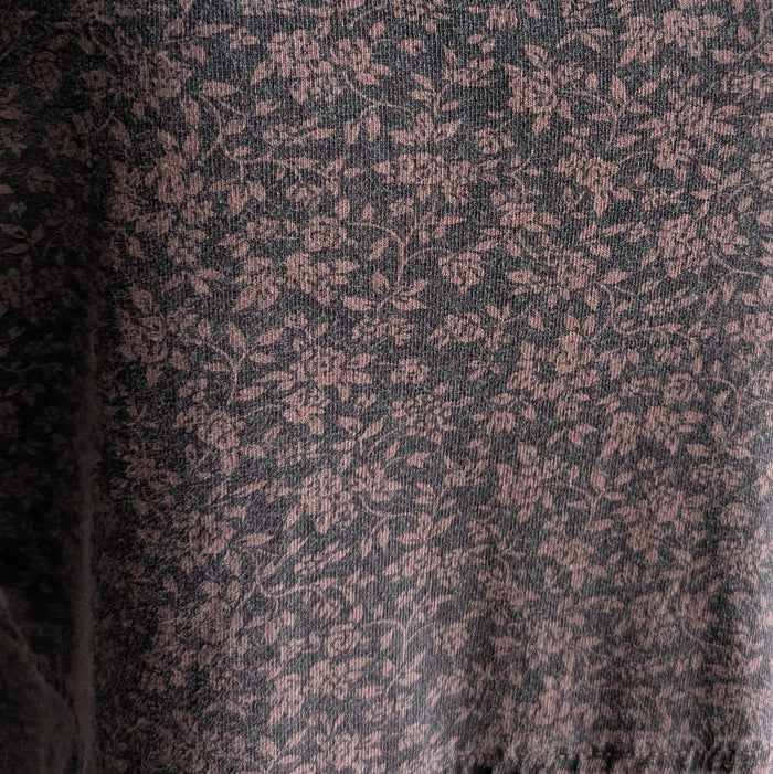 90s Vintage Brown Printed Jersey Knit Pinafore Dress