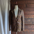 90s Vintage Brown Satin Brocade Blazer