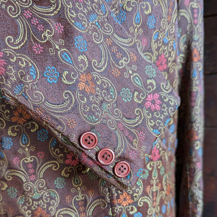 90s Vintage Brown Satin Brocade Blazer