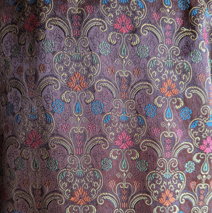 90s Vintage Brown Satin Brocade Blazer