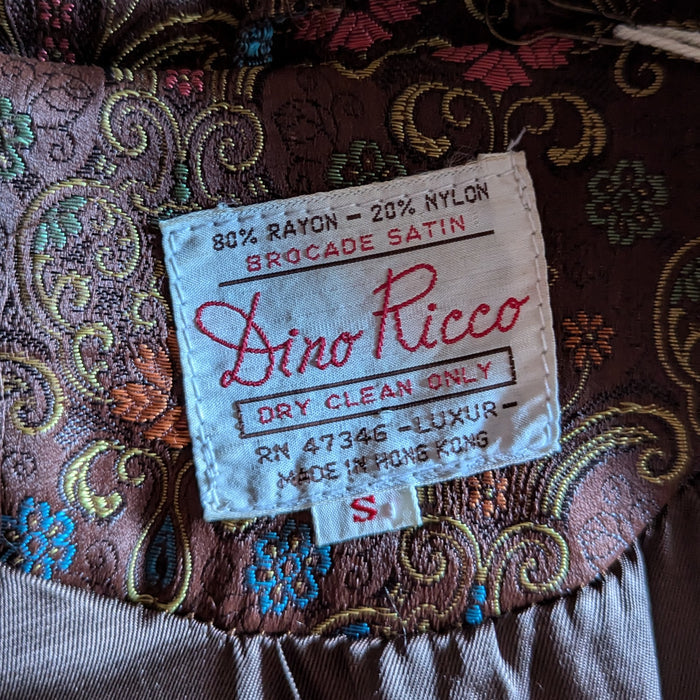 90s Vintage Brown Satin Brocade Blazer