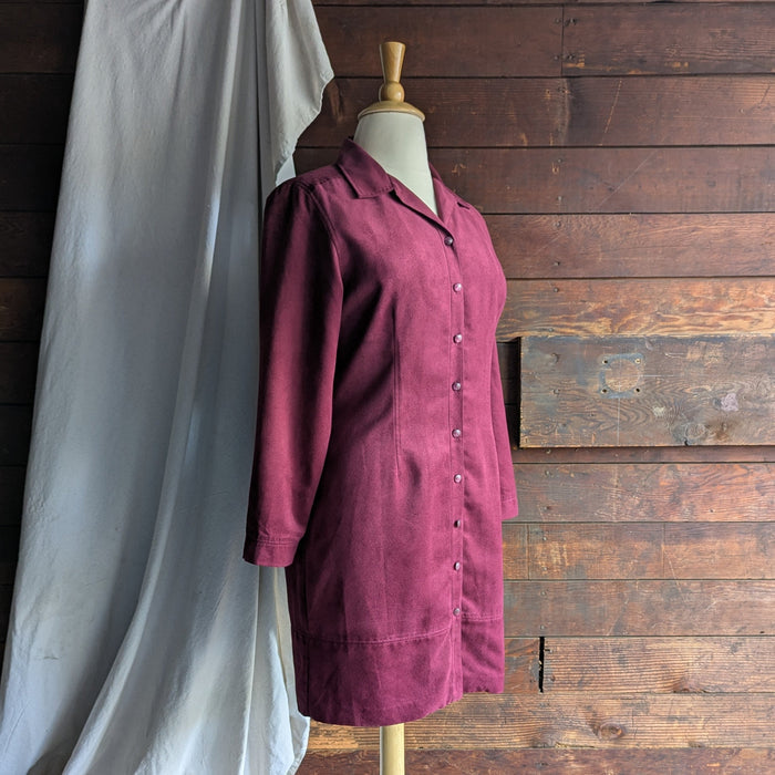 90s Vintage Burgundy Button Front Dress