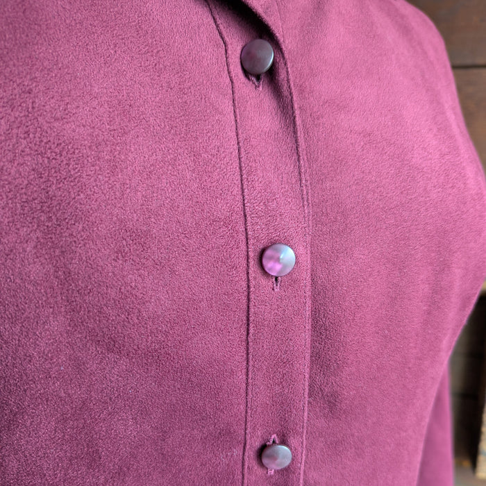 90s Vintage Burgundy Button Front Dress