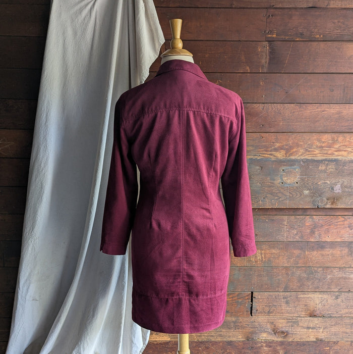 90s Vintage Burgundy Button Front Dress