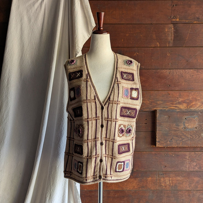 90s Vintage Cotton Embroidered Sweater Vest