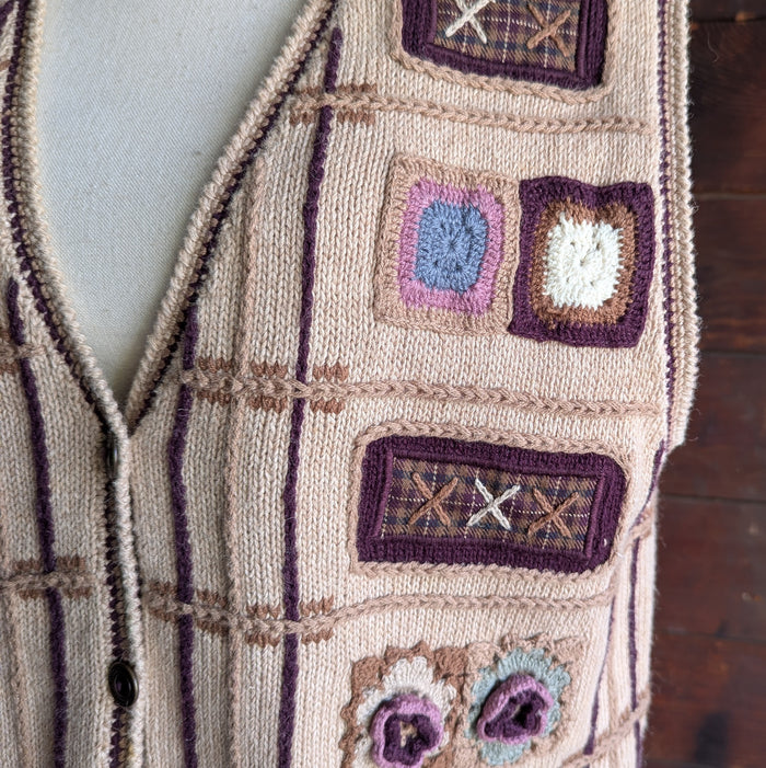 90s Vintage Cotton Embroidered Sweater Vest