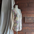 90s Vintage Cream Embroidered Floral Cardigan