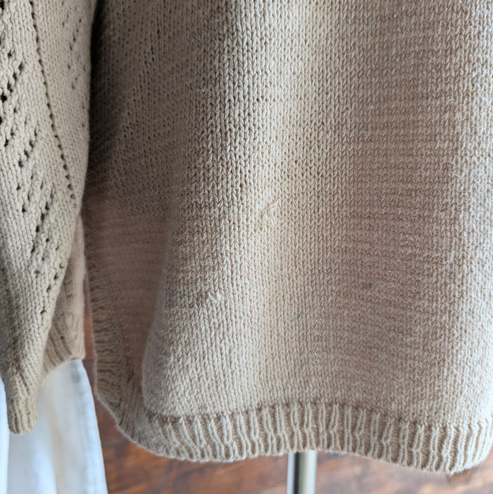 90s Vintage Cream Embroidered Floral Cardigan