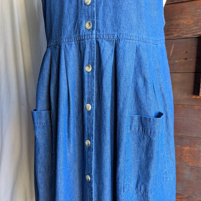 90s Vintage Denim Pinafore Dress