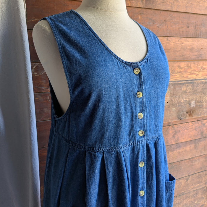 90s Vintage Denim Pinafore Dress