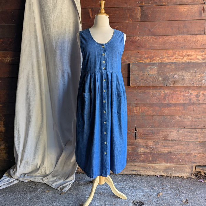 90s Vintage Denim Pinafore Dress
