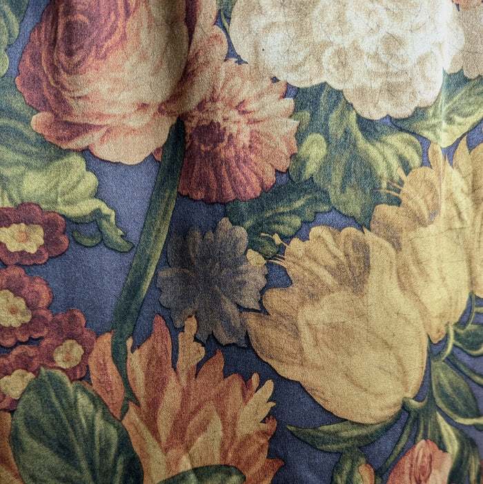 90s Vintage Earthy Floral Satin Silk Skirt