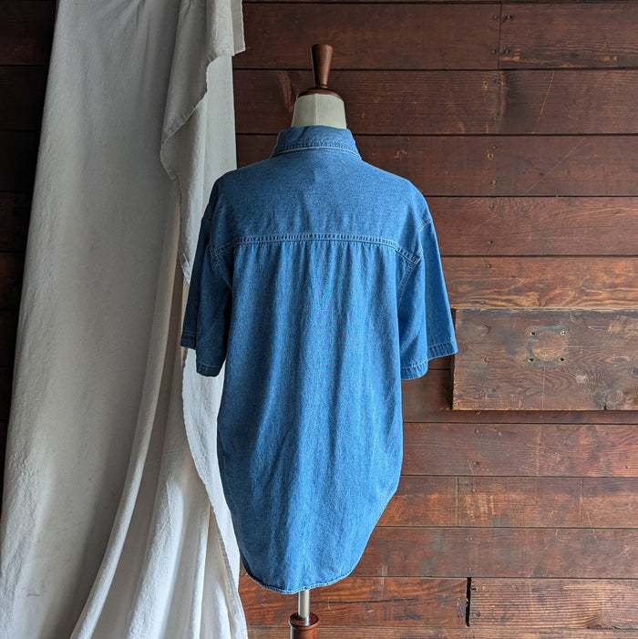 90s Vintage Embroidered Birdhouse Denim Shirt