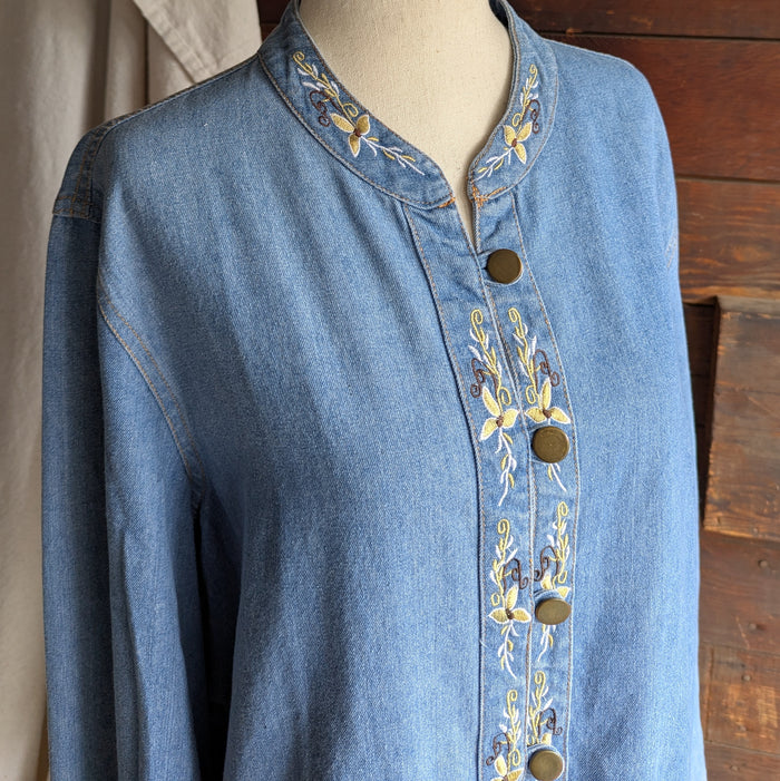 90s Vintage Embroidered Denim Jacket
