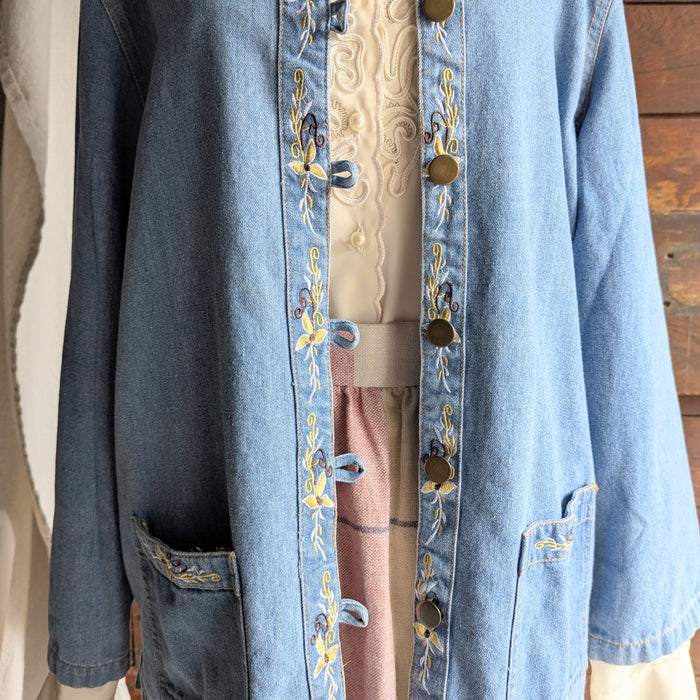 90s Vintage Embroidered Denim Jacket