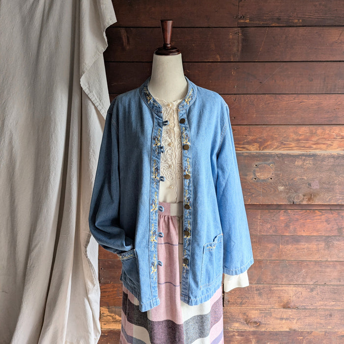 90s Vintage Embroidered Denim Jacket