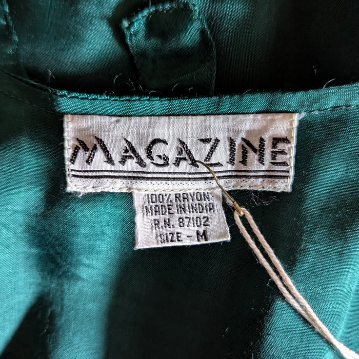 90s Vintage Emerald Green Beaded Velveteen Vest