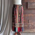 90s Vintage Fringe Hem Paisley Wrap Skirt