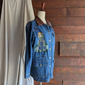 90s Vintage Frog Applique Denim Barn Coat