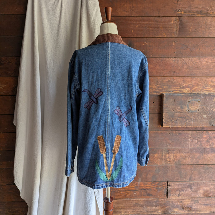 90s Vintage Frog Applique Denim Barn Coat