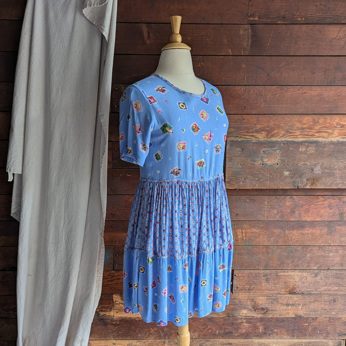 90s Vintage Fruit Parfait Print Pullover Dress
