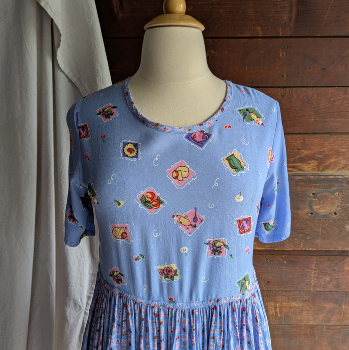 90s Vintage Fruit Parfait Print Pullover Dress