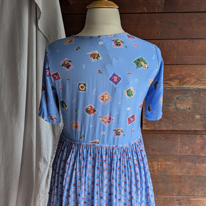 90s Vintage Fruit Parfait Print Pullover Dress