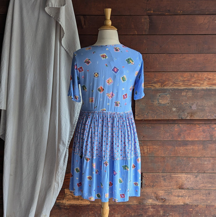90s Vintage Fruit Parfait Print Pullover Dress
