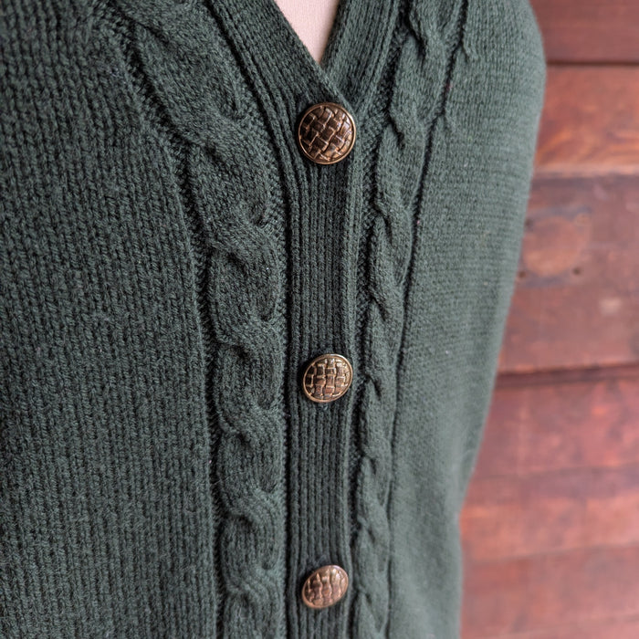 90s Vintage Green Cable Knit Cardigan