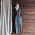 90s Vintage Green Twill Pinafore Dress