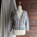 90s Vintage Grey and Pink Hand Knit Cardigan