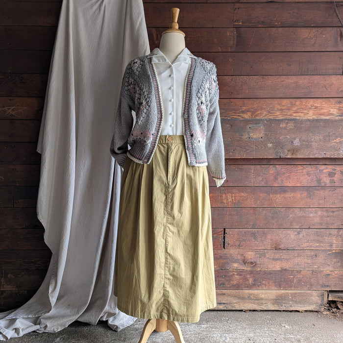 90s Vintage Grey and Pink Hand Knit Cardigan