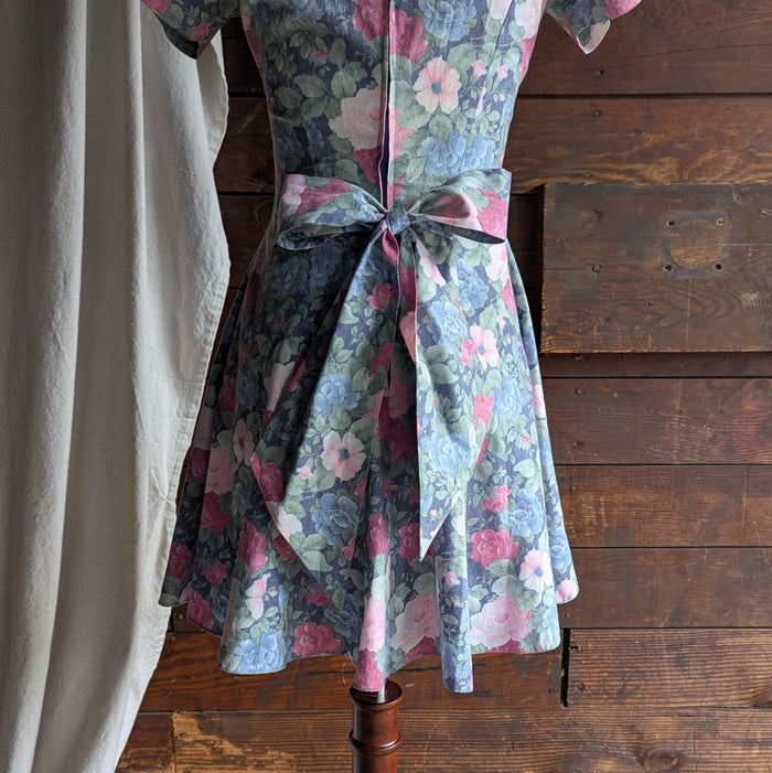 90s Vintage Homemade Rose Print Mini Dress