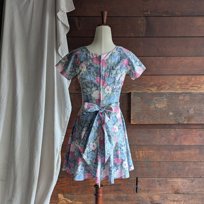 90s Vintage Homemade Rose Print Mini Dress