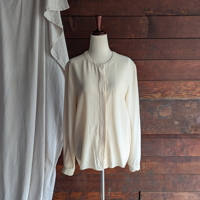 90s Vintage Ivory Silk-Crepe Blouse