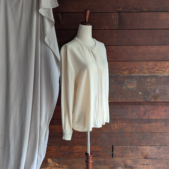 90s Vintage Ivory Silk-Crepe Blouse
