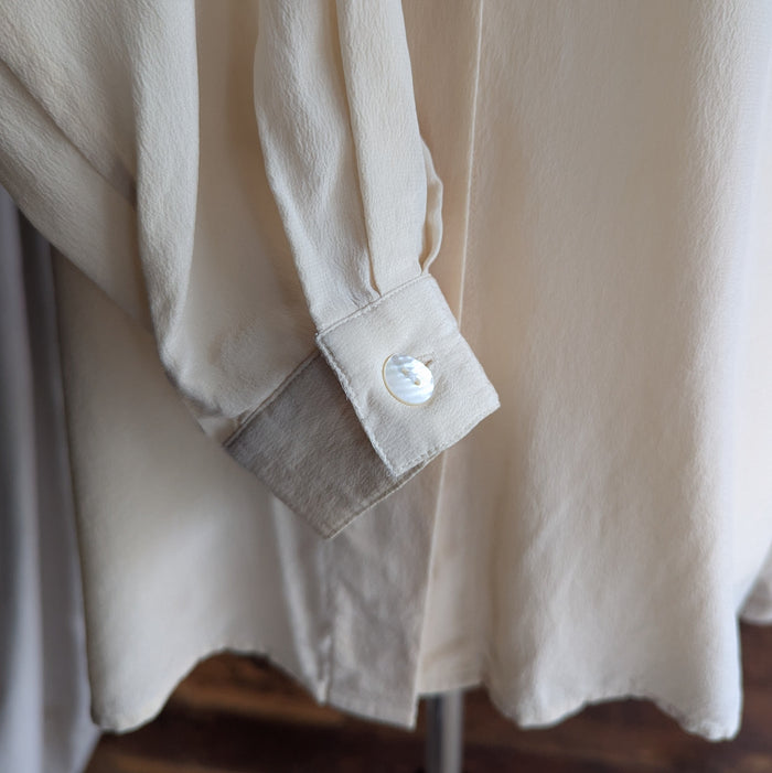 90s Vintage Ivory Silk-Crepe Blouse