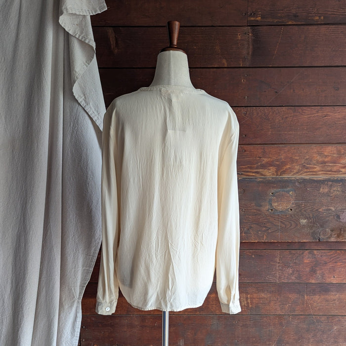 90s Vintage Ivory Silk-Crepe Blouse