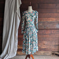 90s Vintage Jersey Knit Rose Dress