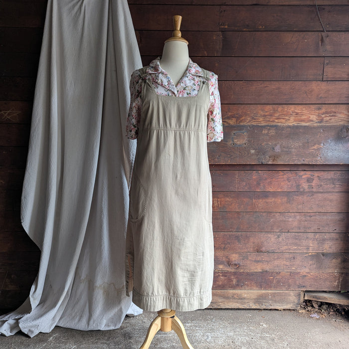 90s Vintage Khaki Twill Overall Dress