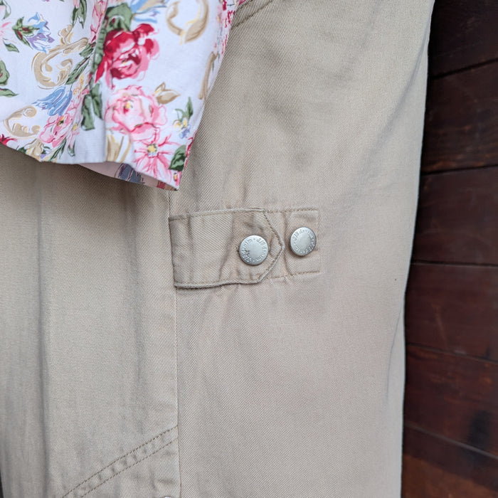 90s Vintage Khaki Twill Overall Dress
