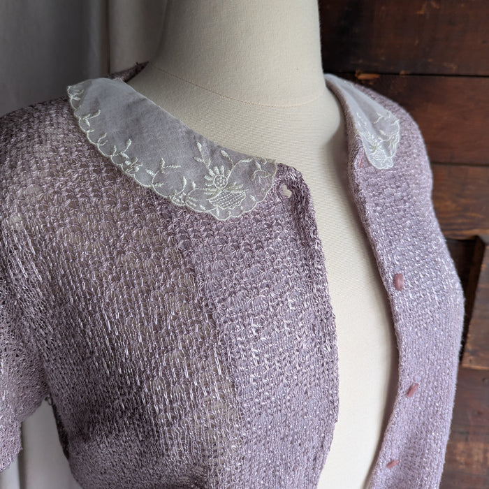 90s Vintage Lavender Short Sleeve Knit Jacket