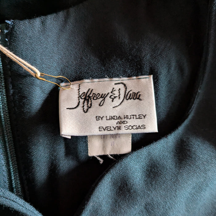 90s Vintage Layered Green Flared Dress