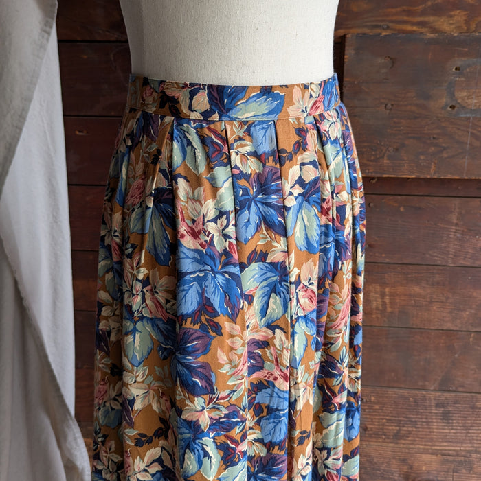 90s Vintage Leaf & Bird Print Skirt