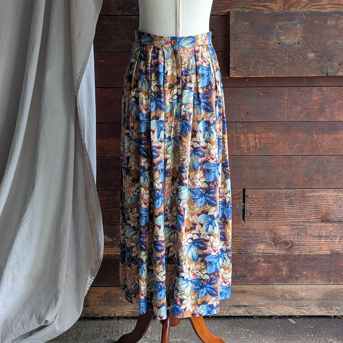 90s Vintage Leaf & Bird Print Skirt