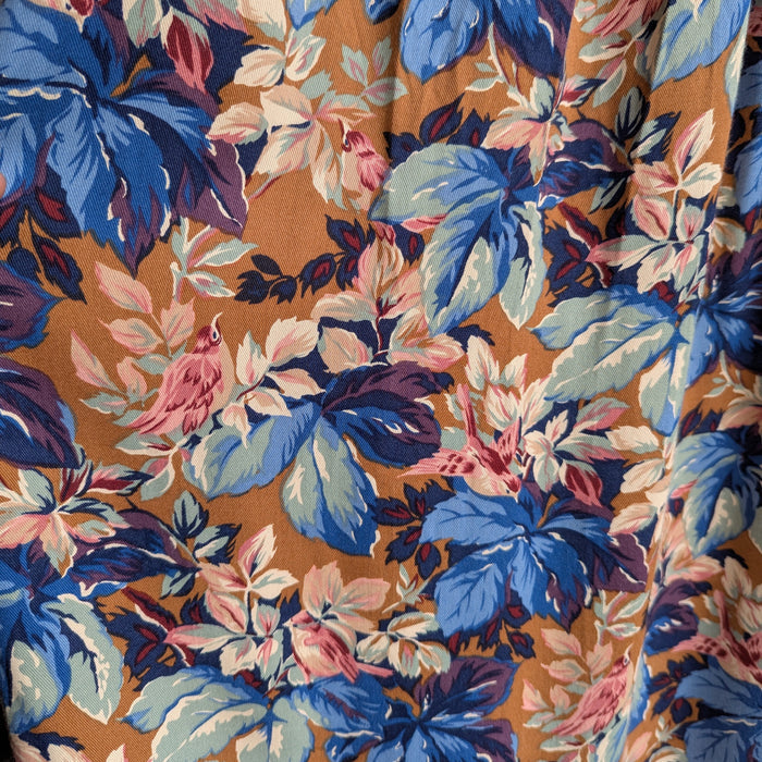 90s Vintage Leaf & Bird Print Skirt