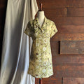 90s Vintage Light Green Floral Shirtdress