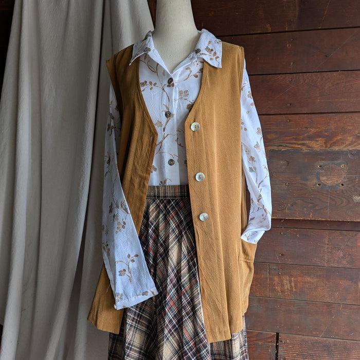 90s Vintage Long Tan Vest