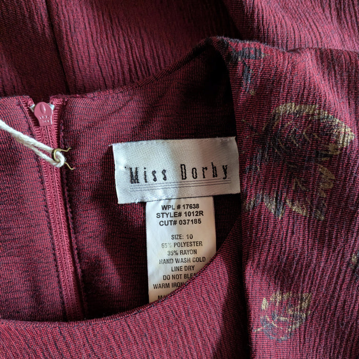 90s Vintage Maroon Layered Sailor Collar Dress